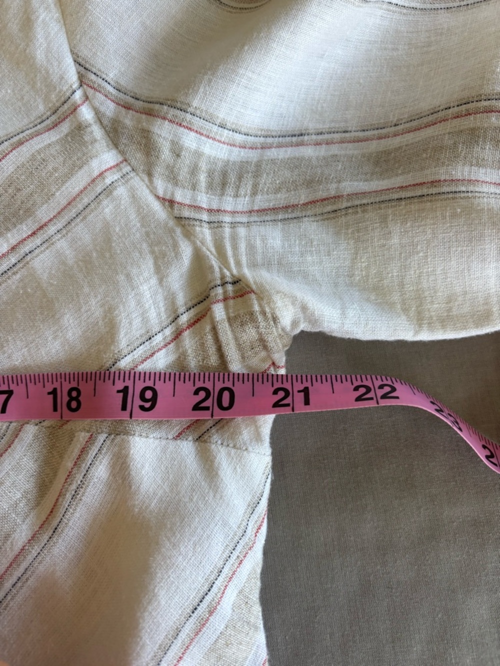 Soft Surroundings Cream Tan Red Striped Linen Blend Scoop Neck Tunic Dress L - Picture 8 of 9
